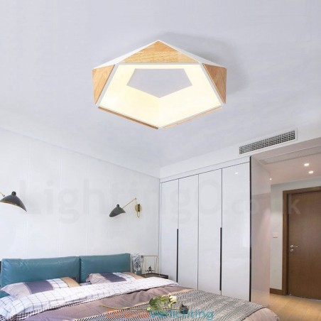 Dimbare Multi Colours Pentagon Houten Plafondlamp met Acryl Kap Plafondlamp Scandinavische Stijl Dimbare Multi Colours Pentagon Houten Plafondlamp met Acryl Kap Plafondlamp Scandinavische Stijl
