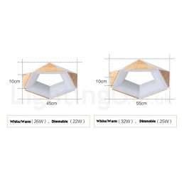 Dimbare Multi Colours Pentagon Houten Plafondlamp met Acryl Kap Plafondlamp Scandinavische Stijl