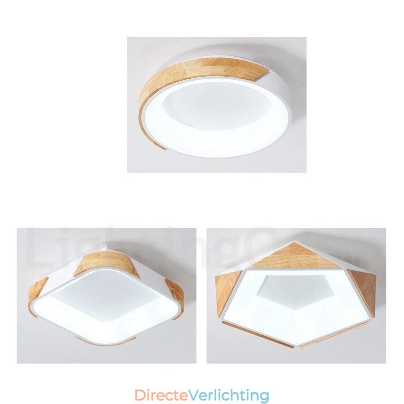 Dimbare Multi Colours Pentagon Houten Plafondlamp met Acryl Kap Plafondlamp Scandinavische Stijl