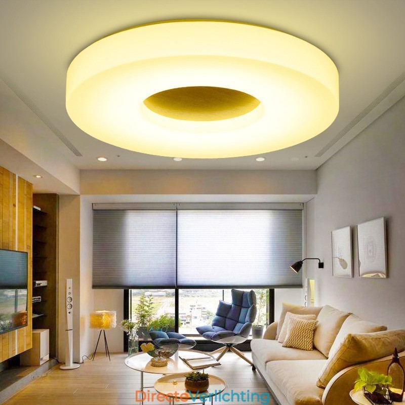 Dimbare ultradunne ronde plafondlamp van hout met acryl kap Plafondlamp in Scandinavische stijl