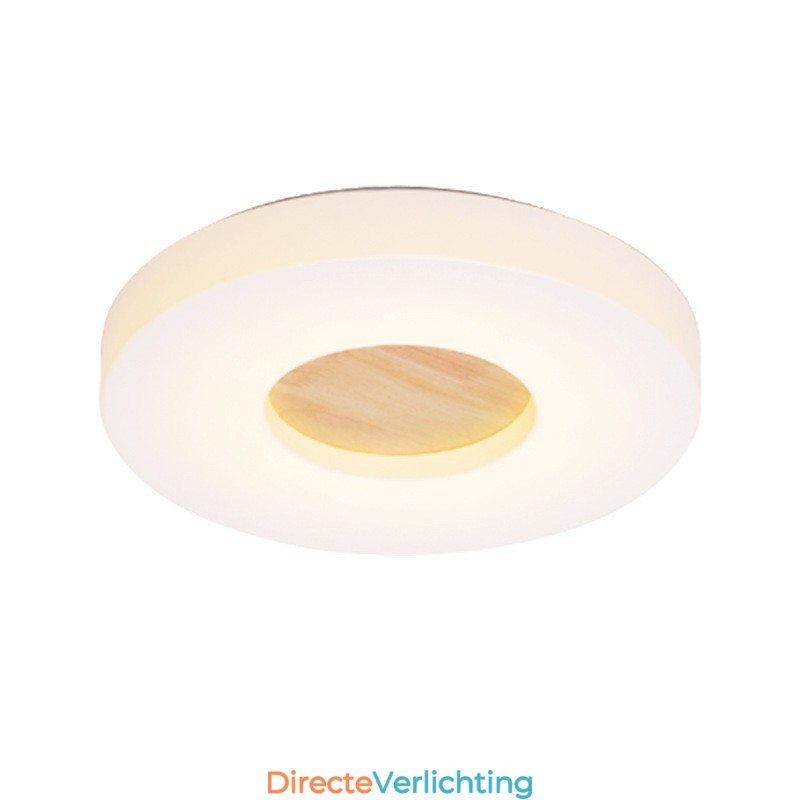 Dimbare ultradunne ronde plafondlamp van hout met acryl kap Plafondlamp in Scandinavische stijl