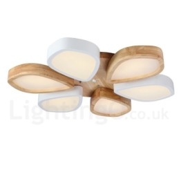 Dimbare ultradunne Petal Wood plafondlamp met acryl kap Plafondlamp Scandinavische stijl