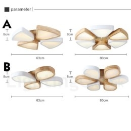 Dimbare ultradunne Petal Wood plafondlamp met acryl kap Plafondlamp Scandinavische stijl