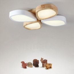 Dimbare ultradunne Petal Wood plafondlamp met acryl kap Plafondlamp Scandinavische stijl