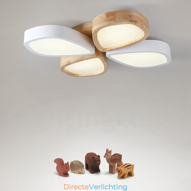 Dimbare ultradunne Petal Wood plafondlamp met acryl kap Plafondlamp Scandinavische stijl