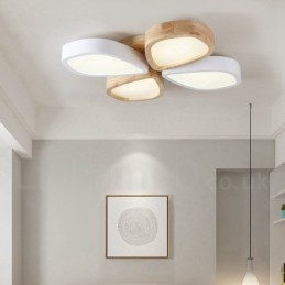 Dimbare ultradunne Petal Wood plafondlamp met acryl kap Plafondlamp Scandinavische stijl
