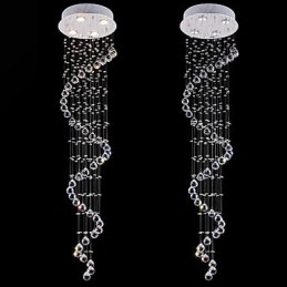 Kristallen hanglamp kroonluchter verlichting 4 lampen zilveren luifel helder K9 kristal helix plafondlampen H150CM