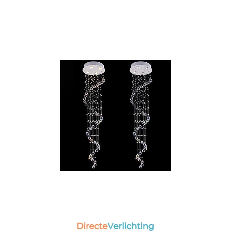 Kristallen hanglamp kroonluchter verlichting 4 lampen zilveren luifel helder K9 kristal helix plafondlampen H150CM