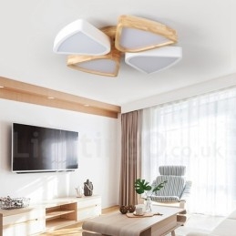 Dimbare ultradunne Petal Wood plafondlamp met acryl kap Plafondlamp Scandinavische stijl