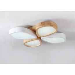 Dimbare ultradunne Petal Wood plafondlamp met acryl kap Plafondlamp Scandinavische stijl