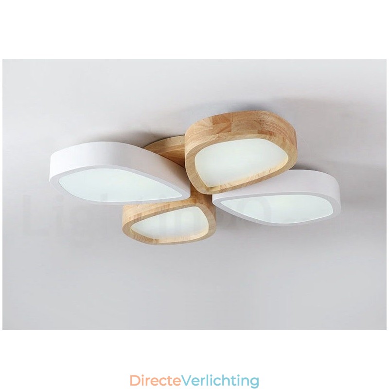 Dimbare ultradunne Petal Wood plafondlamp met acryl kap Plafondlamp Scandinavische stijl