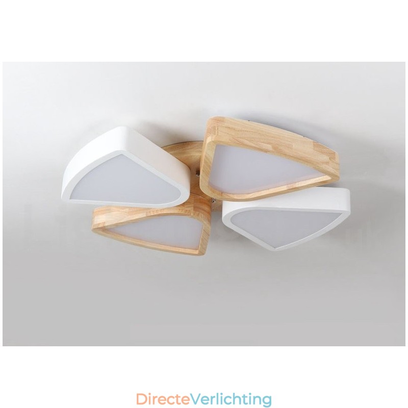 Dimbare ultradunne Petal Wood plafondlamp met acryl kap Plafondlamp Scandinavische stijl