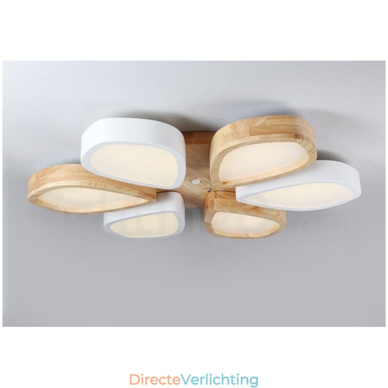 Dimbare ultradunne Petal Wood plafondlamp met acryl kap Plafondlamp Scandinavische stijl