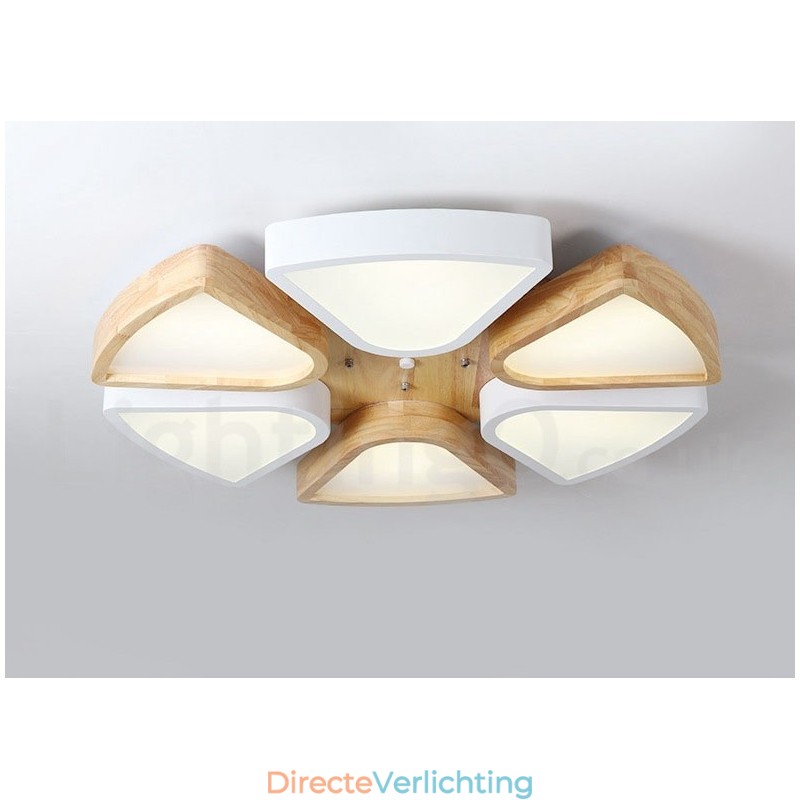 Dimbare ultradunne Petal Wood plafondlamp met acryl kap Plafondlamp Scandinavische stijl
