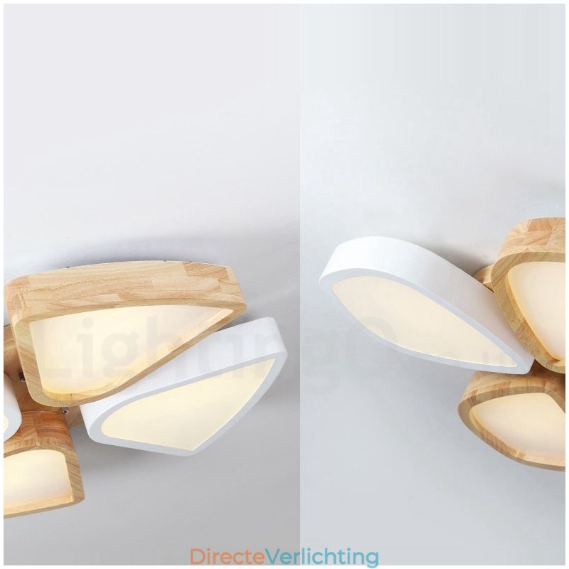 Dimbare ultradunne Petal Wood plafondlamp met acryl kap Plafondlamp Scandinavische stijl