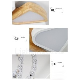 Dimbare ultradunne Petal Wood plafondlamp met acryl kap Plafondlamp Scandinavische stijl