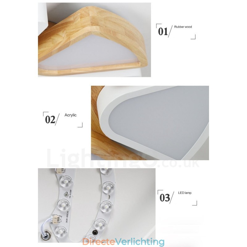 Dimbare ultradunne Petal Wood plafondlamp met acryl kap Plafondlamp Scandinavische stijl