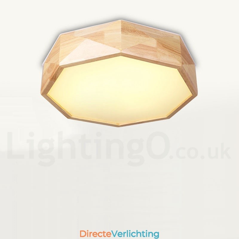 Dimbare plafondlamp van hout met acryl kap Plafondlamp in Scandinavische stijl