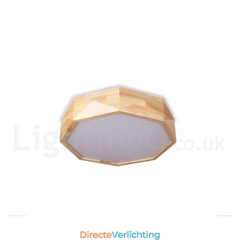 Dimbare plafondlamp van hout met acryl kap Plafondlamp in Scandinavische stijl