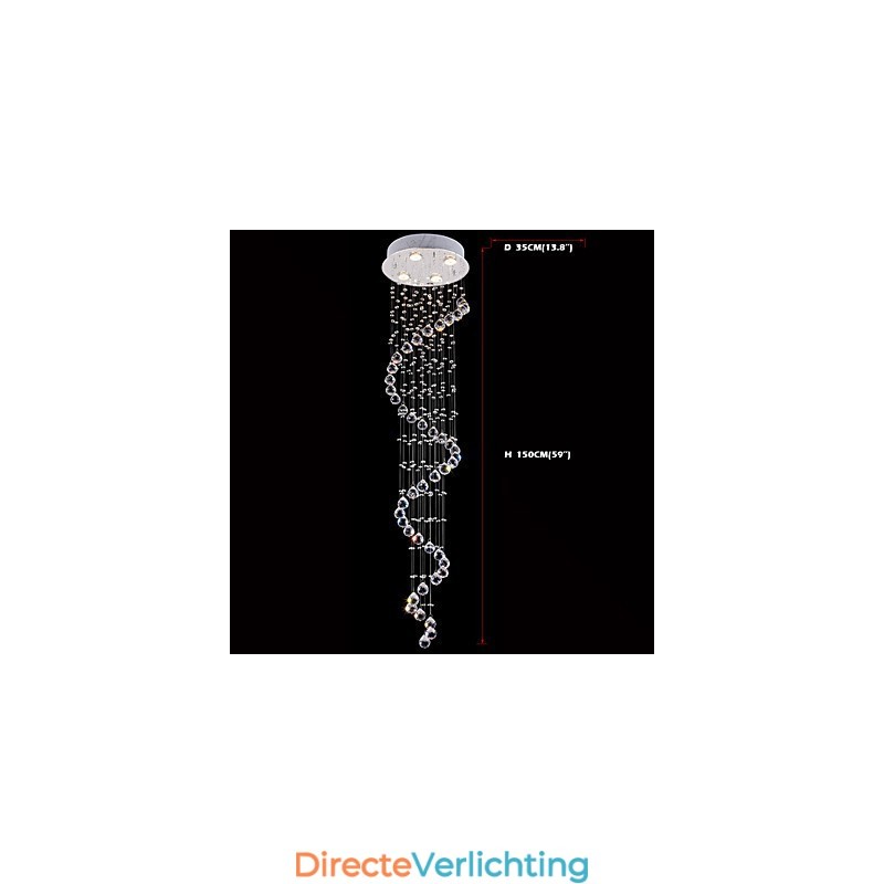 Kristallen hanglamp kroonluchter verlichting 4 lampen zilveren luifel helder K9 kristal helix plafondlampen H150CM