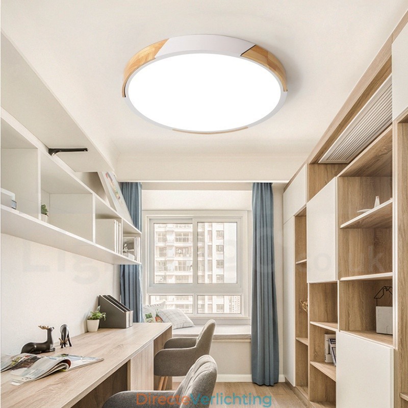 Dimbare Macaron Multi Colours Hout Ultradunne Plafondlamp met Acryl Kap Plafondlamp Scandinavische Stijl
