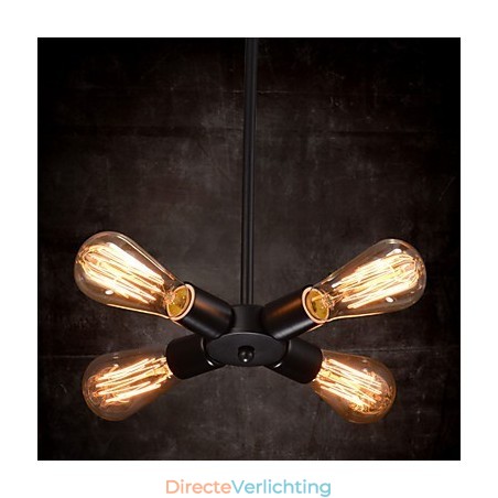 Hanglamp 4 lampen landelijke stijl smeedijzer Hanglamp 4 lampen landelijke stijl smeedijzer