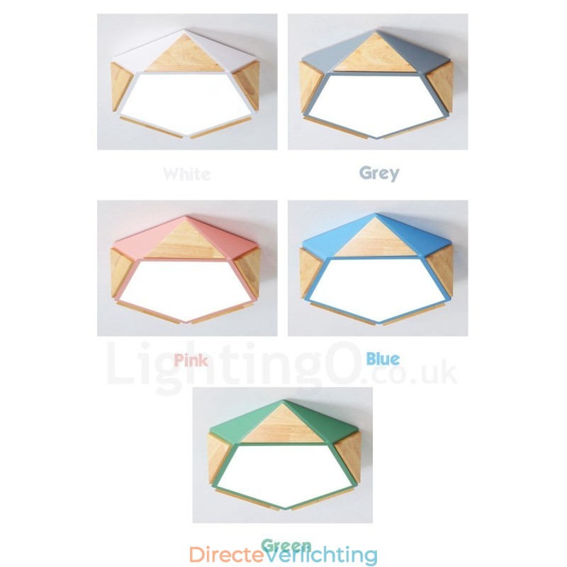 Dimbare Macaron Multi Colours Houten Plafondlamp met Acryl Kap Plafondlamp Scandinavische Stijl