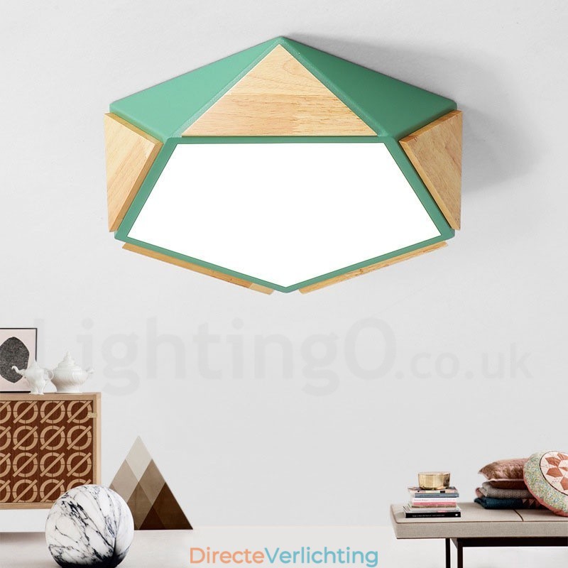 Dimbare Macaron Multi Colours Houten Plafondlamp met Acryl Kap Plafondlamp Scandinavische Stijl