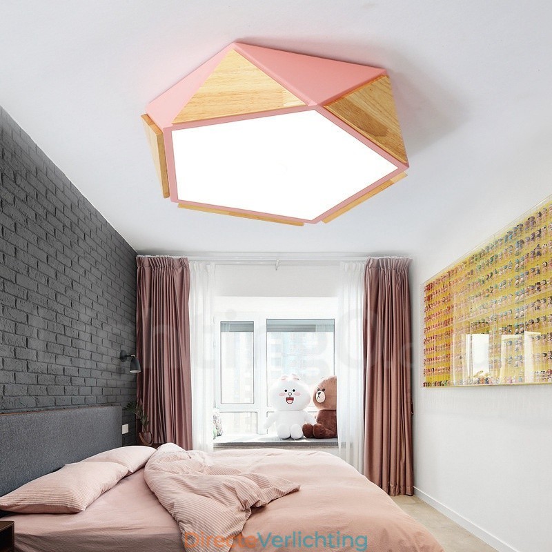 Dimbare Macaron Multi Colours Houten Plafondlamp met Acryl Kap Plafondlamp Scandinavische Stijl