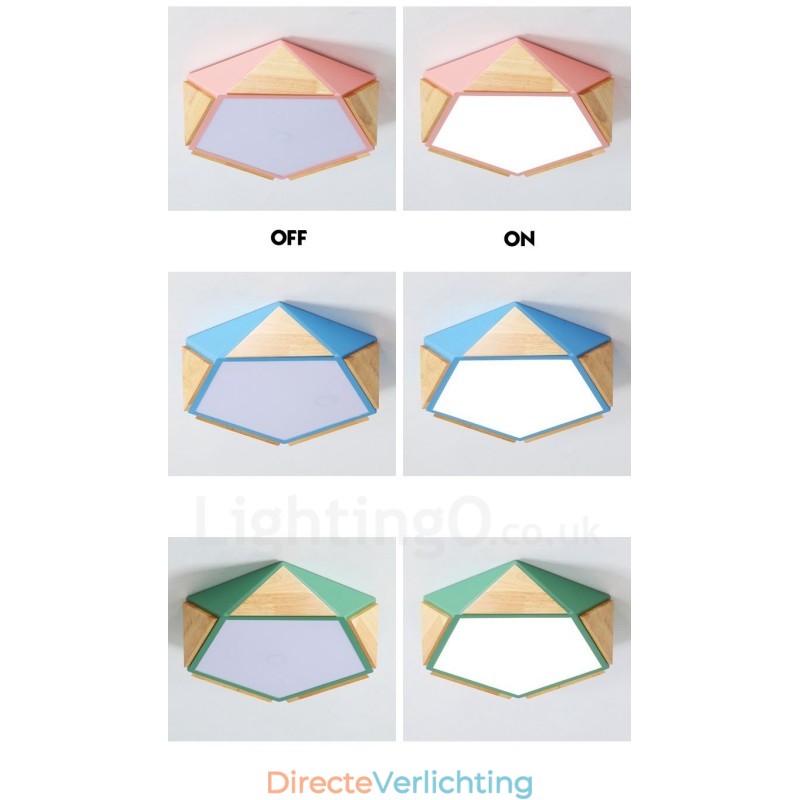Dimbare Macaron Multi Colours Houten Plafondlamp met Acryl Kap Plafondlamp Scandinavische Stijl