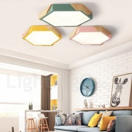 Dimbare Macaron Ultradunne Multi Colours Houten Plafondlamp met Acryl Kap Plafondlamp Scandinavische Stijl