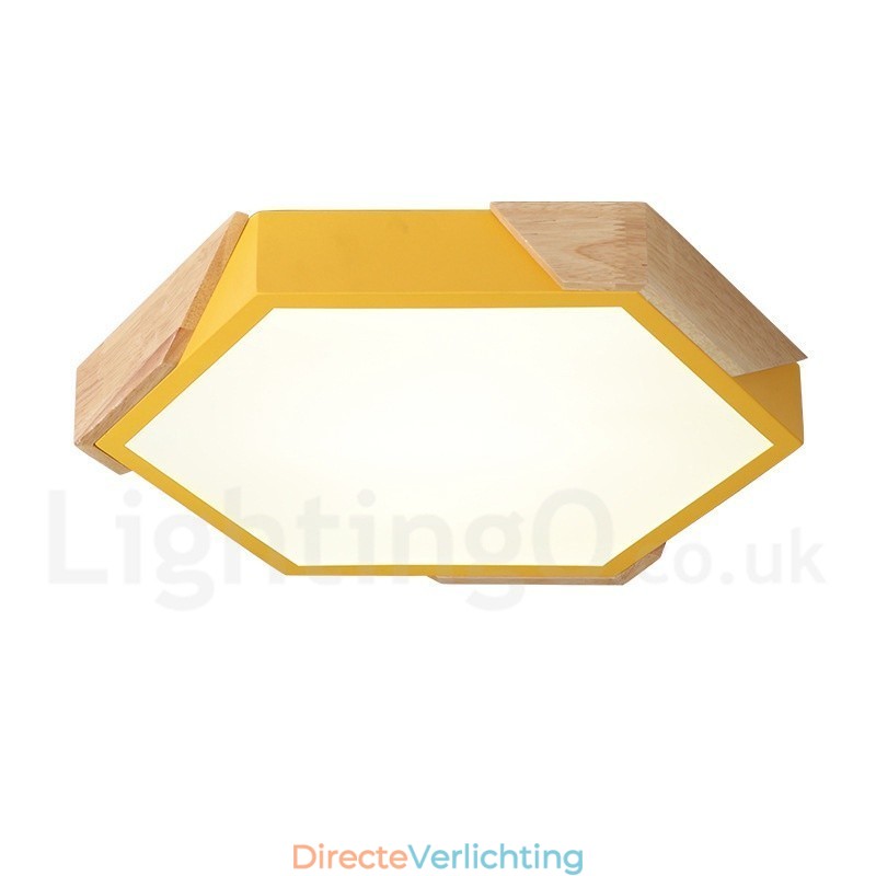 Dimbare Macaron Ultradunne Multi Colours Houten Plafondlamp met Acryl Kap Plafondlamp Scandinavische Stijl