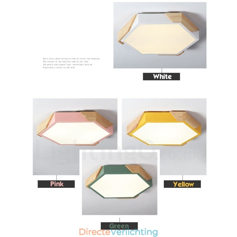 Dimbare Macaron Ultradunne Multi Colours Houten Plafondlamp met Acryl Kap Plafondlamp Scandinavische Stijl