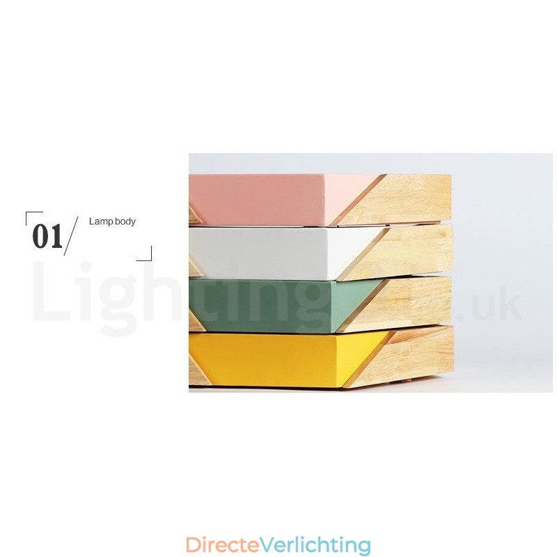 Dimbare Macaron Ultradunne Multi Colours Houten Plafondlamp met Acryl Kap Plafondlamp Scandinavische Stijl