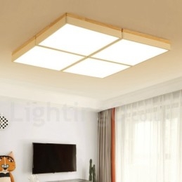 Grote vierkante dimbare Macaron ultradunne veelkleurige houten plafondlamp met acryl kap Plafondlamp Scandinavische stijl
