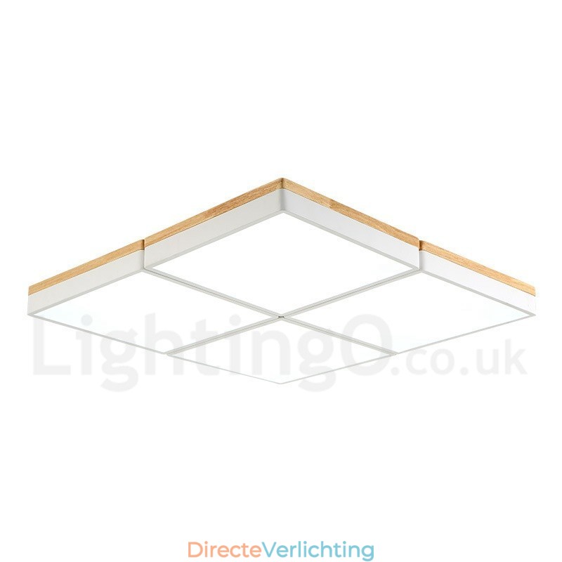 Grote vierkante dimbare Macaron ultradunne veelkleurige houten plafondlamp met acryl kap Plafondlamp Scandinavische stijl