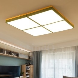 Grote vierkante dimbare Macaron ultradunne veelkleurige houten plafondlamp met acryl kap Plafondlamp Scandinavische stijl