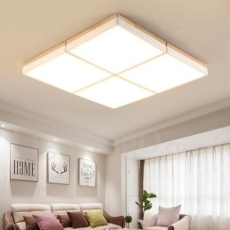 Grote vierkante dimbare Macaron ultradunne veelkleurige houten plafondlamp met acryl kap Plafondlamp Scandinavische stijl