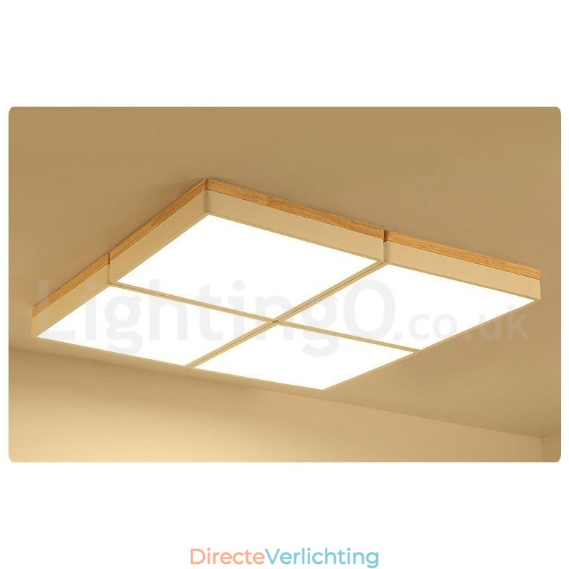 Grote vierkante dimbare Macaron ultradunne veelkleurige houten plafondlamp met acryl kap Plafondlamp Scandinavische stijl