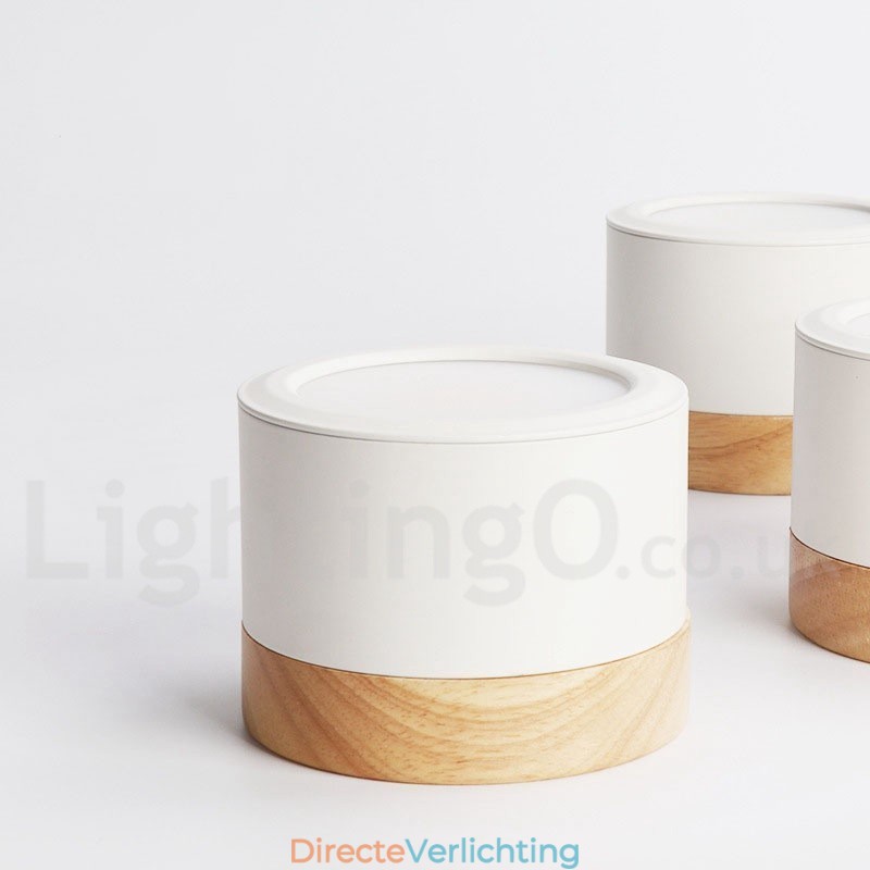 Houten moderne design mini plafondlamp met acryl kap speciaal voor Kan ook gebruikt worden als wandlamp