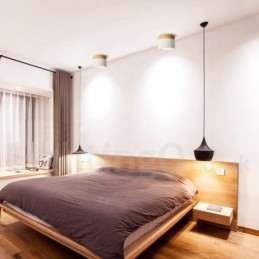 Houten moderne design mini plafondlamp met acryl kap speciaal voor Kan ook gebruikt worden als wandlamp