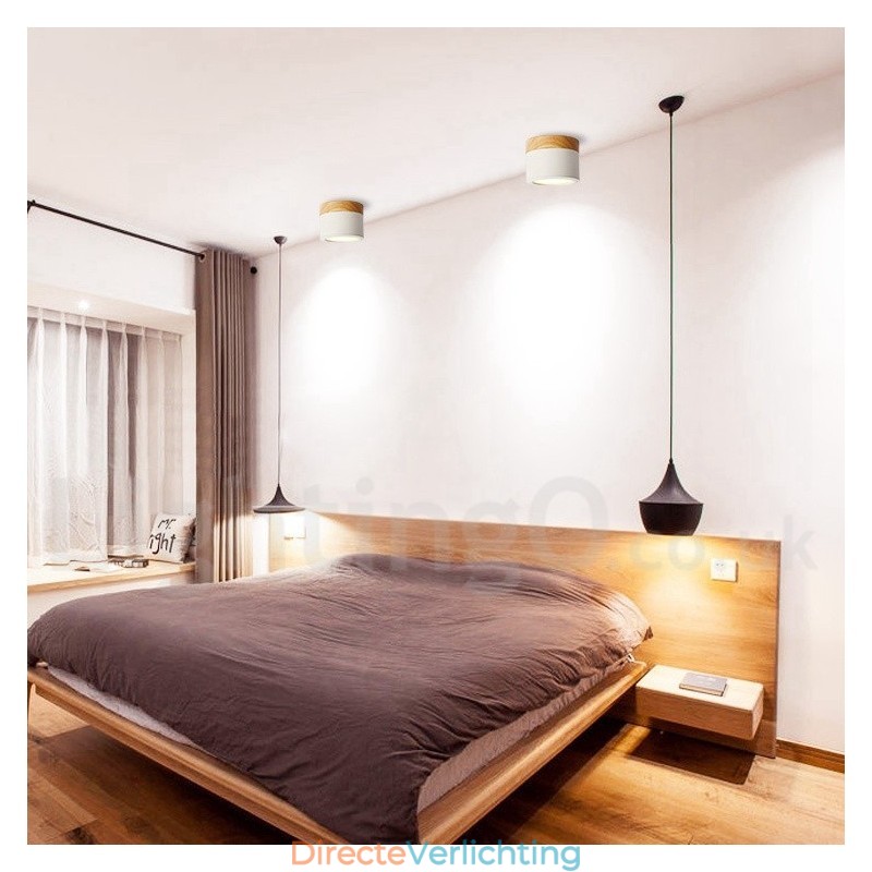 Houten moderne design mini plafondlamp met acryl kap speciaal voor Kan ook gebruikt worden als wandlamp