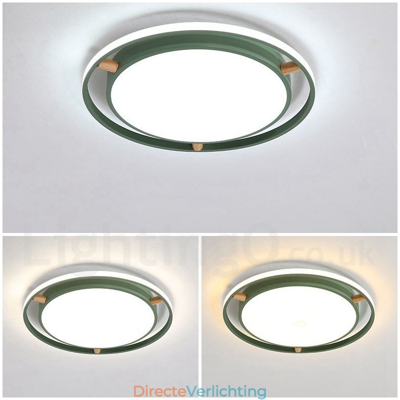 Dimbare Macaron Ultradunne Multi Colours Houten Ronde Plafondlamp met Acryl Kap Plafondlamp Scandinavische Stijl