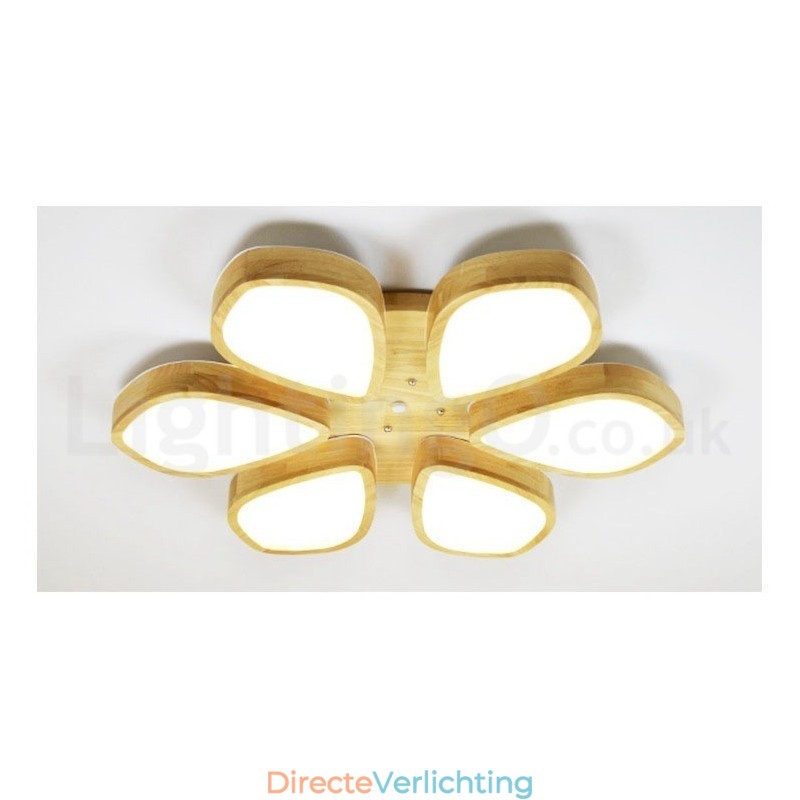 Houten Bloemblaadje Plafondlamp met Acryl Kap Plafondlamp Scandinavische Stijl