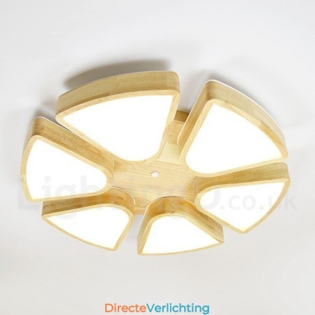 Houten Bloemblaadje Plafondlamp met Acryl Kap Plafondlamp Scandinavische Stijl Houten Bloemblaadje Plafondlamp met Acryl Kap Plafondlamp Scandinavische Stijl