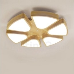 Houten Bloemblaadje Plafondlamp met Acryl Kap Plafondlamp Scandinavische Stijl