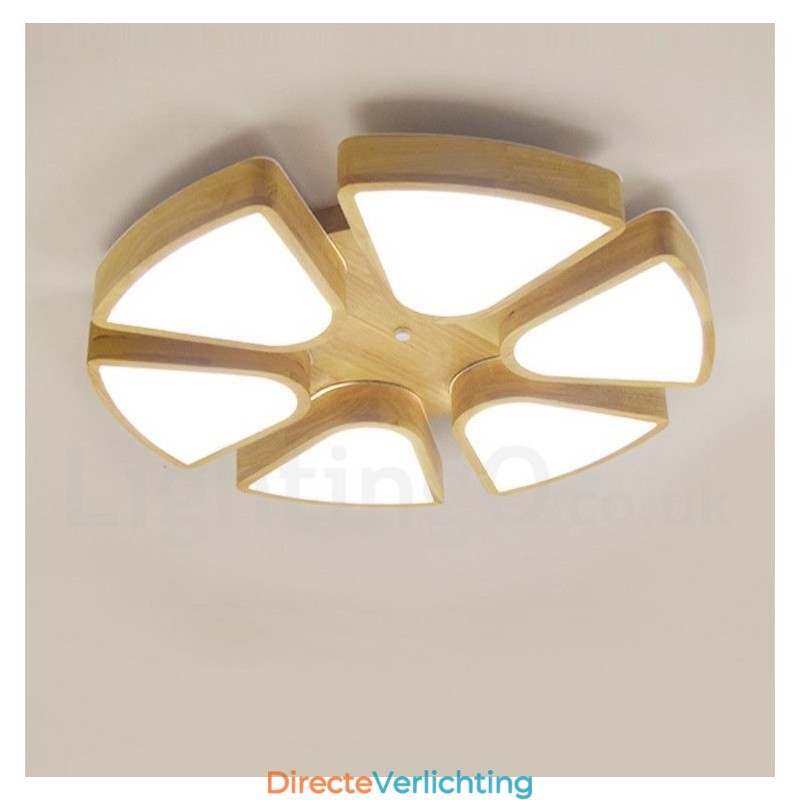Houten Bloemblaadje Plafondlamp met Acryl Kap Plafondlamp Scandinavische Stijl