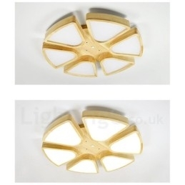 Houten Bloemblaadje Plafondlamp met Acryl Kap Plafondlamp Scandinavische Stijl