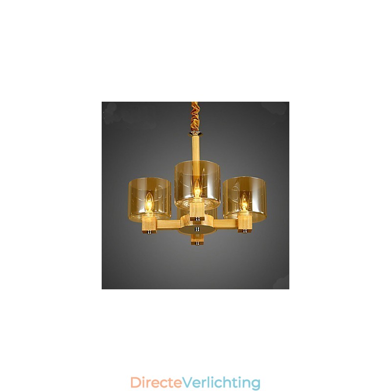 Mode Hanglamp Tafel Houten Glazen Kap