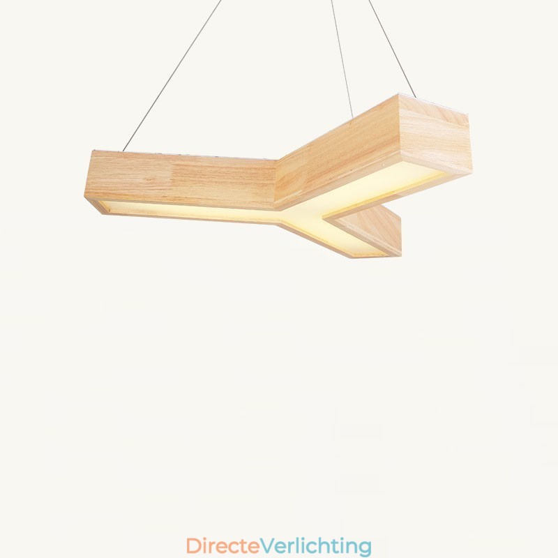 Moderne driehoekige hanglamp van hout